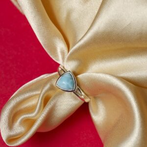 YoTreasure Natural Larimar Ring Solid 925 Sterling Silver Jewelry Gifts For Women