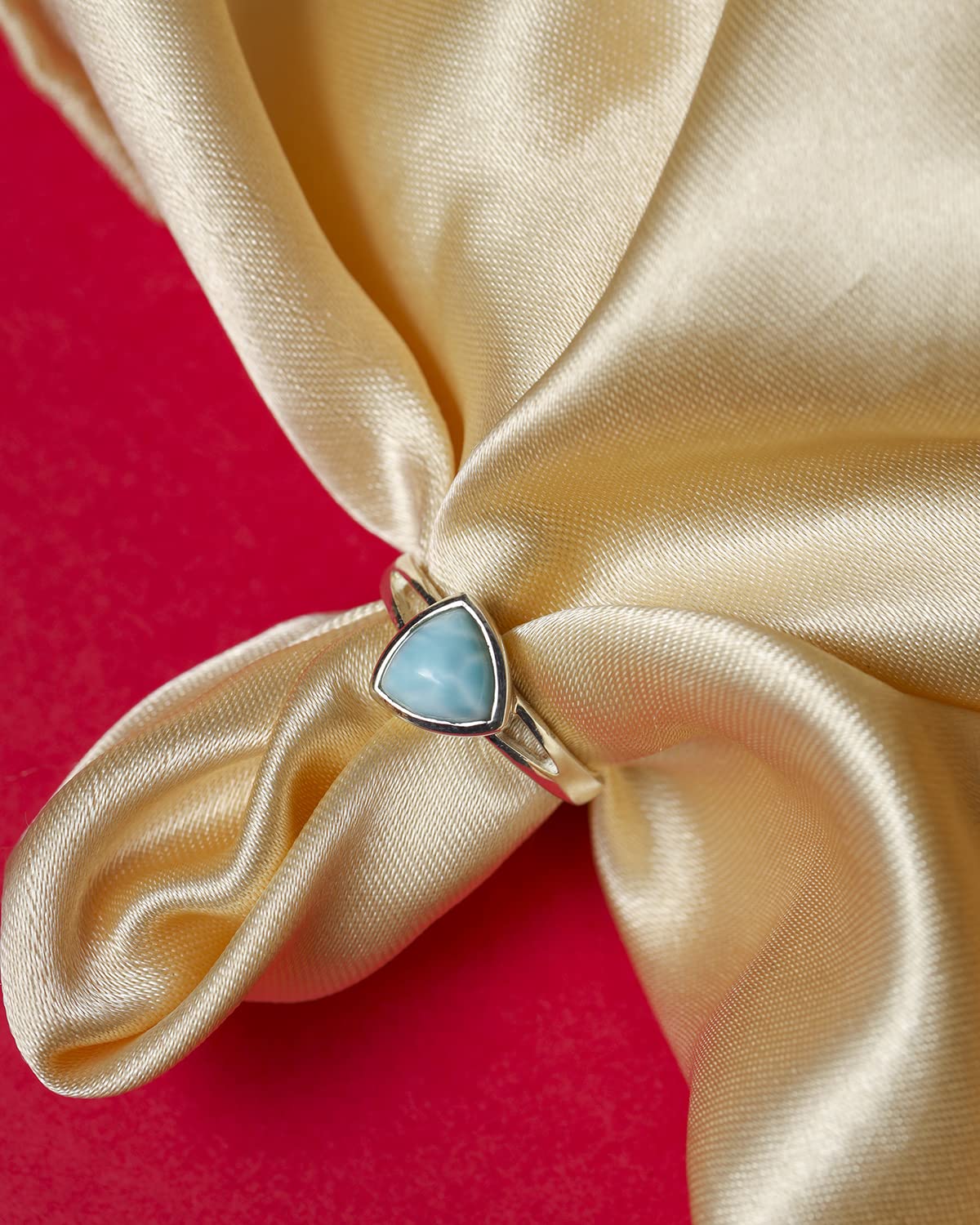 YoTreasure Natural Larimar Ring Solid 925 Sterling Silver Jewelry Gifts For Women