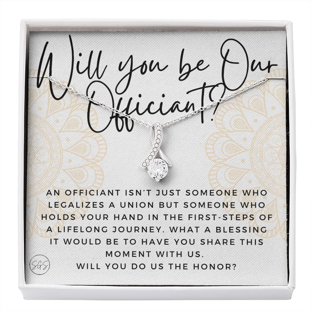 Wedding Officiant Proposal Gift | Will You Marry Us? Will You Be Our Officiant? For Friends, Best Friend Bestie Necklace Bridal Party 0817abA Standard Box