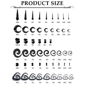 Ubjuliwa 102Pcs Ear Stretching Kit 14G-00G Ear Gauges Expander Set Acrylic Tapers Plugs Tunnels Horseshoes Taper Spiral Tapers Gauges for Ears Body Piercing Jewelry