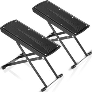 2 Pieces Guitar Foot Stool 6 Position Height Adjustable Guitar Foot Rest Adjustable Guitar Rest Step Footstool Black for Classical Guitar Player