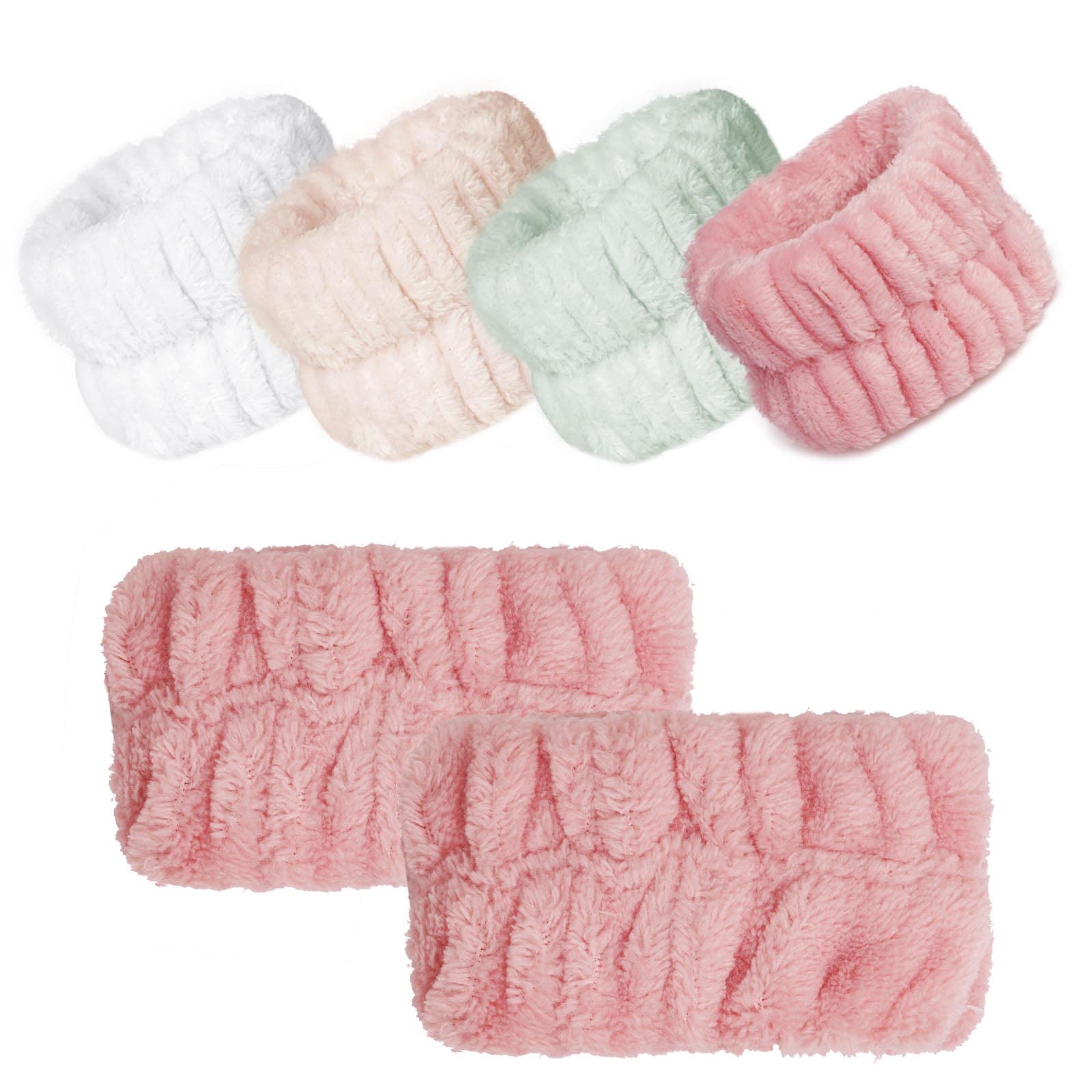 4 Pairs Wrist Spa Washband Soft Microfiber Wrist Washband Wrist Wash Towel Band for Washing Face Makeup Women Girls Ladies Prevent Water Wet Your Arm