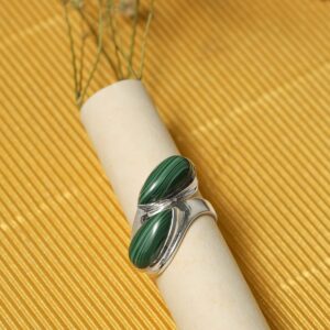 YoTreasure Malachite Solid 925 Sterling Silver Bypass Ring Jewelry