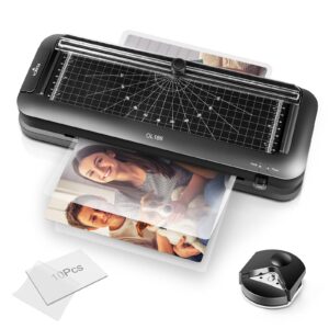 laminator machine, livingpai 9-inch thermal laminator machine with laminating sheets, personal a4 desktop laminating machine built-in paper trimmer punch and corner rounder for home office school