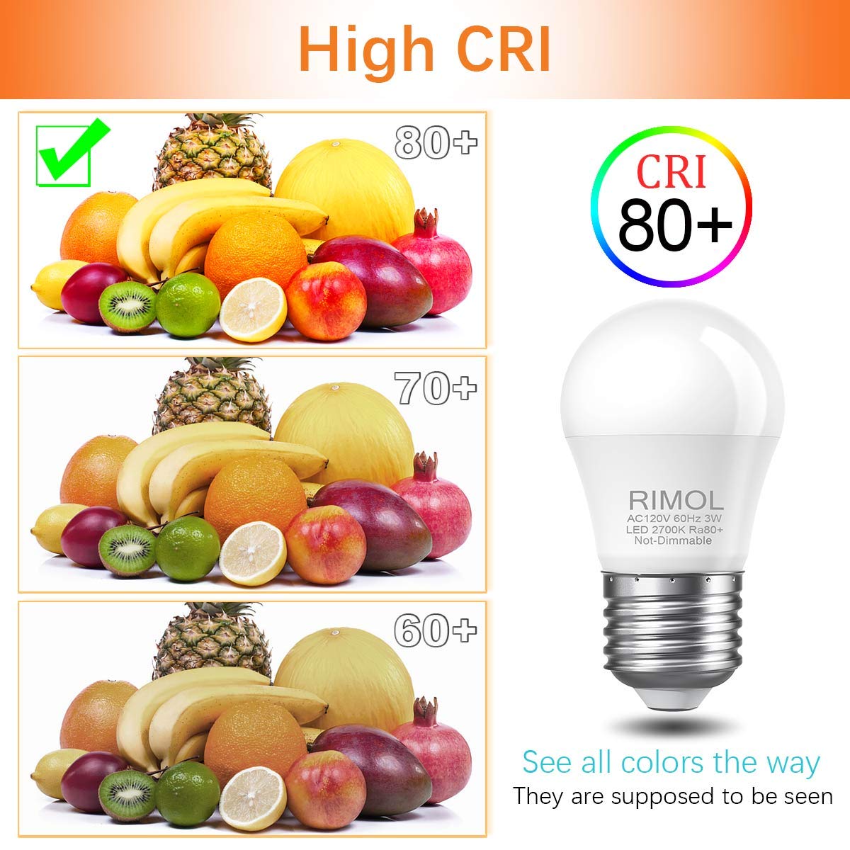 RIMOL 25 Watt Light Bulbs Equivalent, A15 3W LED Bulb Soft White 2700K Energy Saving Low Watt Light Bulbs, E26 Base Bulb for Bedroom(4 Pack)