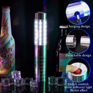 4 Pieces LED Strobe Baton Light Led Bottle Service Light Bright Rechargeable LED Light Champagne Bottle Handheld Light Topper for Nightclub Wedding Party Concert Event Outdoor (Silver)