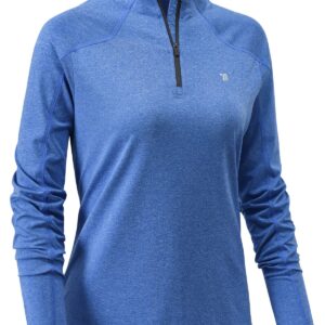 BGOWATU Women's Long Sleeve Golf Polo Shirts Quarter Zip Pullover UPF 50 Sun Shirt for Women Dry Fit Running Tops Dark Blue M