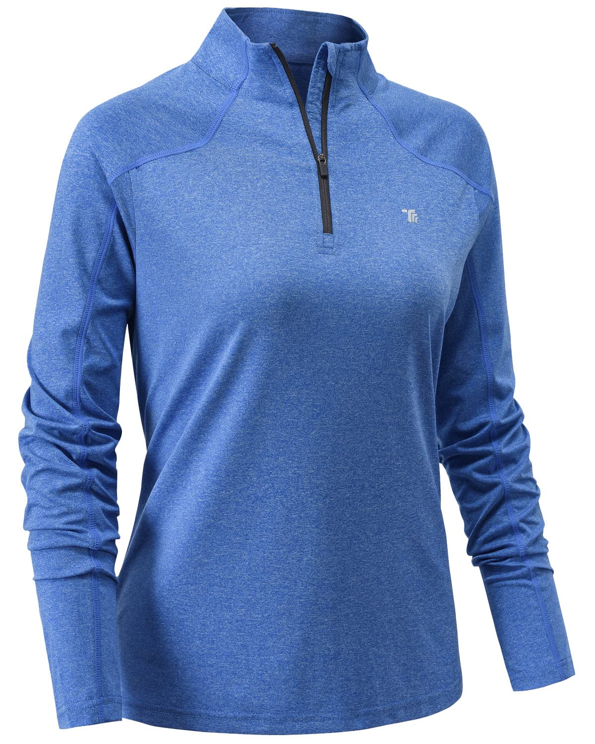 BGOWATU Women's Long Sleeve Golf Polo Shirts Quarter Zip Pullover UPF 50 Sun Shirt for Women Dry Fit Running Tops Dark Blue M