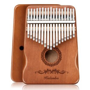 Kalimba Thumb Piano 17 Keys, Finger Piano Musical Instruments, Mbira Music Kids Gifts Adult Beginners Hand Pianos Brown