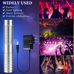 4 Pieces LED Strobe Baton Light Led Bottle Service Light Bright Rechargeable LED Light Champagne Bottle Handheld Light Topper for Nightclub Wedding Party Concert Event Outdoor (Silver)