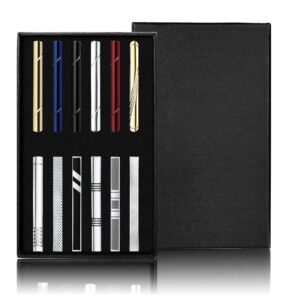 jstyle 12 pcs tie clips for men classic tie bar clip set for regular ties necktie tie bar pinch clips for wedding anniversary business luxury box