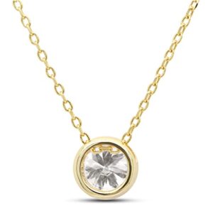 SAVEARTH DIAMONDS 1.00 ct 6.5MM Round Cut Lab Created Moissanite Diamond Bezel Set Solitaire Pendant Necklace in 14k Yellow Gold Over Sterling Silver 18" Chain (VVS1 Clarity)