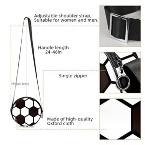 Soccer Football Ball Black White Pattern Crossbody Bag for Women Teen Girls Round Canvas Shoulder Bag Purse Tote Handbag Bag