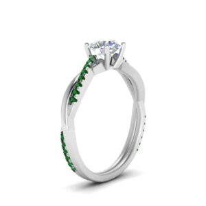 55Carat Choose your Gemstone 925 Sterling Silver Infinity Twist Diamond Ring Created Emerald Round shape Green color Side Stone Engagement Rings in size 9 with Pave Setting