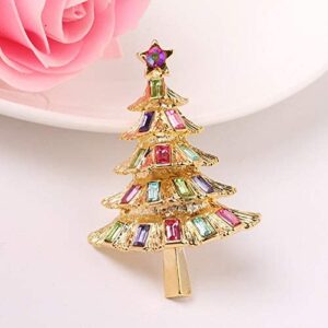 Lovely Christmas Tree Brooch Vintage Jewelry Austrian Crystal Brooch Pins for Women Men Clothes Accessories Creative Gifts