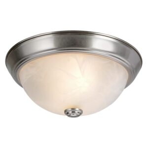 Aspen Creative 63013-1A Two-Light Flush Mount in Brushed Nickel with White Alabaster Glass Shade, 11" Diameter