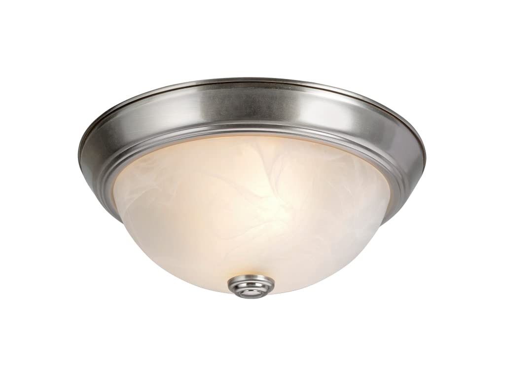 Aspen Creative 63013-1A Two-Light Flush Mount in Brushed Nickel with White Alabaster Glass Shade, 11" Diameter