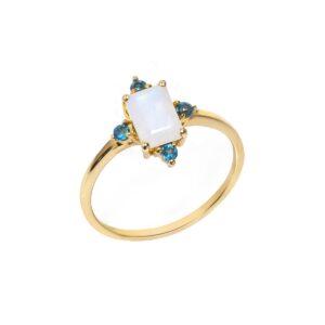 YoTreasure 1.57 ct. t.w. Moonstone & London Blue Topaz 10kt Yellow Gold Ring