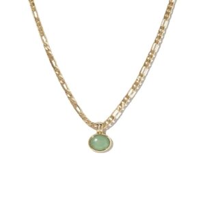 Candro 18k Aventurine Natural Stone Pendant Necklace (20''Chain), Green Retro Elegant Temperament Style Necklace With Gift Box, Suitable for Gift to Mom and Family