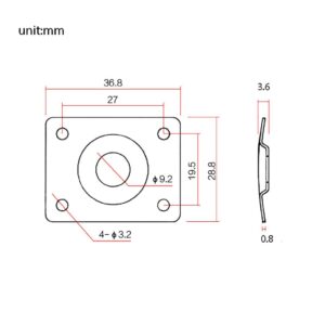 JD.Moon Square Metal 1/4 Output Jack Plate Input Jack Socket for Electric Guitar Bass (Chrome)