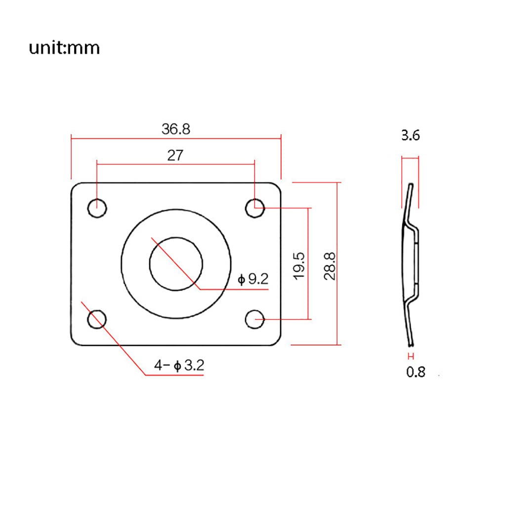 JD.Moon Square Metal 1/4 Output Jack Plate Input Jack Socket for Electric Guitar Bass (Chrome)