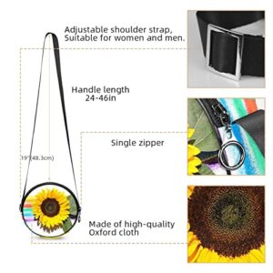 Sunflower Crossbody Bag for Women Teen Girls Round Canvas Shoulder Bag Purse Tote Handbag Bag