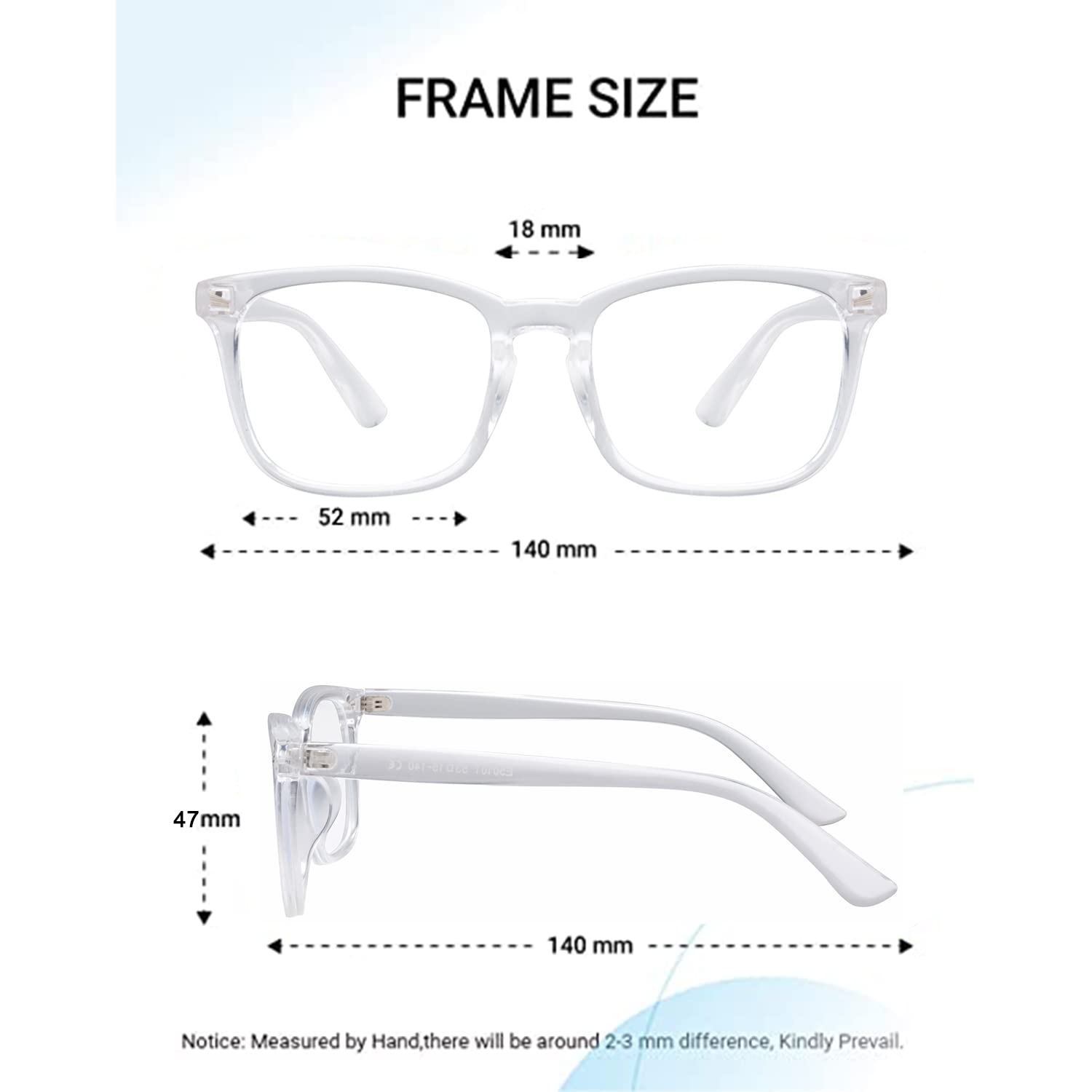 EYLRIM Square Frame Clear Lens Glasses Non Prescription Eyeglasses(A4 Transparent)