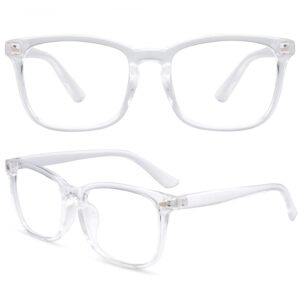 EYLRIM Square Frame Clear Lens Glasses Non Prescription Eyeglasses(A4 Transparent)