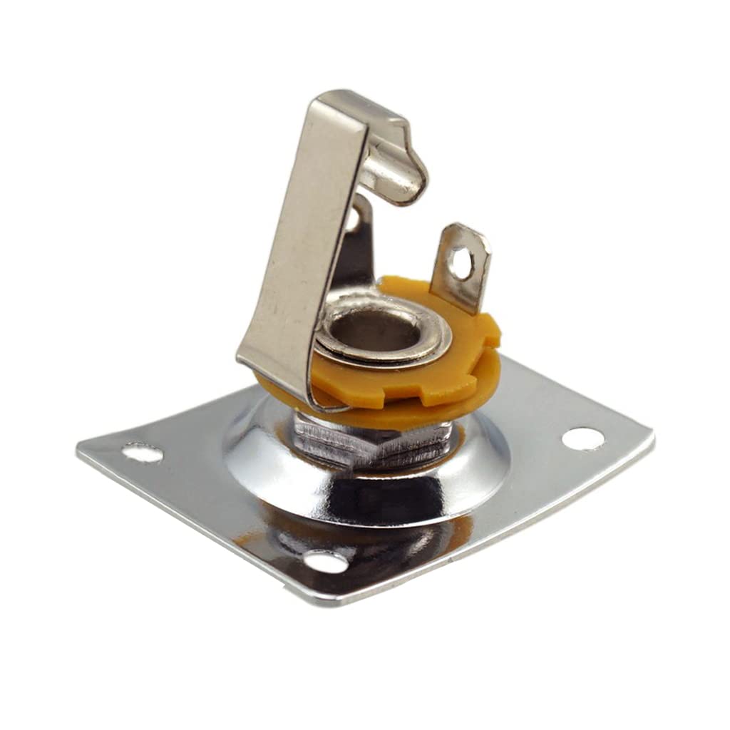 JD.Moon Square Metal 1/4 Output Jack Plate Input Jack Socket for Electric Guitar Bass (Chrome)