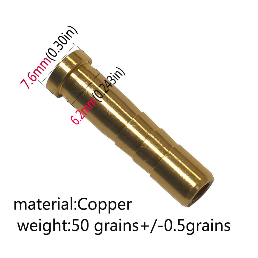 50 Grain Archery Arrow Copper Insert Screw Copper Brass Arrow Inserts Arrowheads Connector,for Diameter.244 Arrow Shaft Archery Accessories(12 PCS)