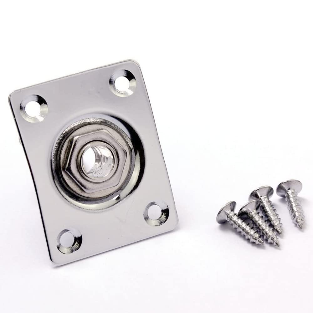 JD.Moon Square Metal 1/4 Output Jack Plate Input Jack Socket for Electric Guitar Bass (Chrome)