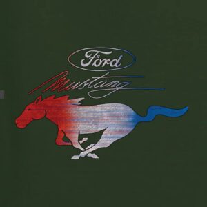 Wild Bobby Ford Mustang Shirt USA Flag Mustang Emblem Cars and Trucks Unisex Crewneck Graphic Sweatshirt, Forest Green, Small