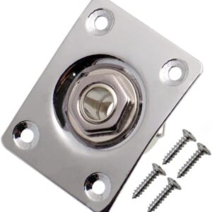 JD.Moon Square Metal 1/4 Output Jack Plate Input Jack Socket for Electric Guitar Bass (Chrome)