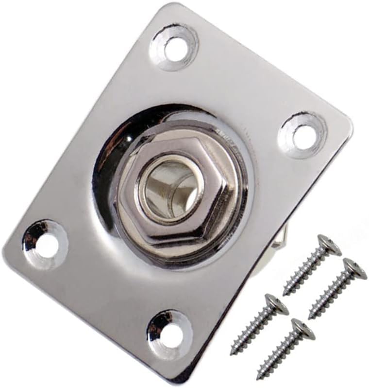 JD.Moon Square Metal 1/4 Output Jack Plate Input Jack Socket for Electric Guitar Bass (Chrome)