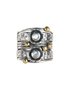 yotreasure moonstone 925 sterling silver brass wide band statement ring jewelry