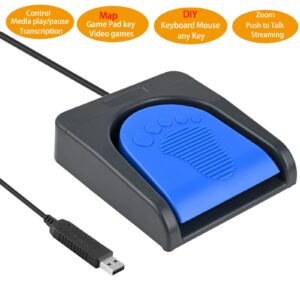 iKKEGOL Upgraded USB Single Foot Pedal Switch Control One Key Footswitch Program Customized Computer Keyboard Mouse Game Action HID (Blue Pedal)