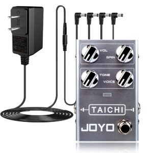 JOYO R-02 Tai Chi Low Gain Overdrive Pedal Bundle with DC 9V Pedal Power Supply (800mA -1A) AC Adapter