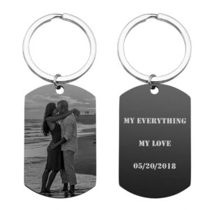 ZUYUSO Customized Photo Keychains Free Engraving Picture/Calendar/dog tag Keychain for Women Boyfriends Kids Gift, DEUS000022