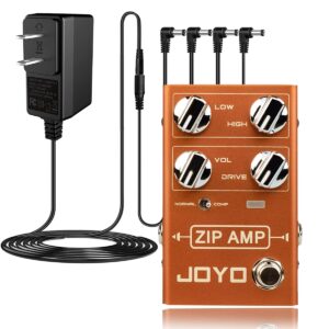 joyo r-04 amp overdrive pedal bundle with dc 9v pedal power supply (800ma -1a) ac adapter