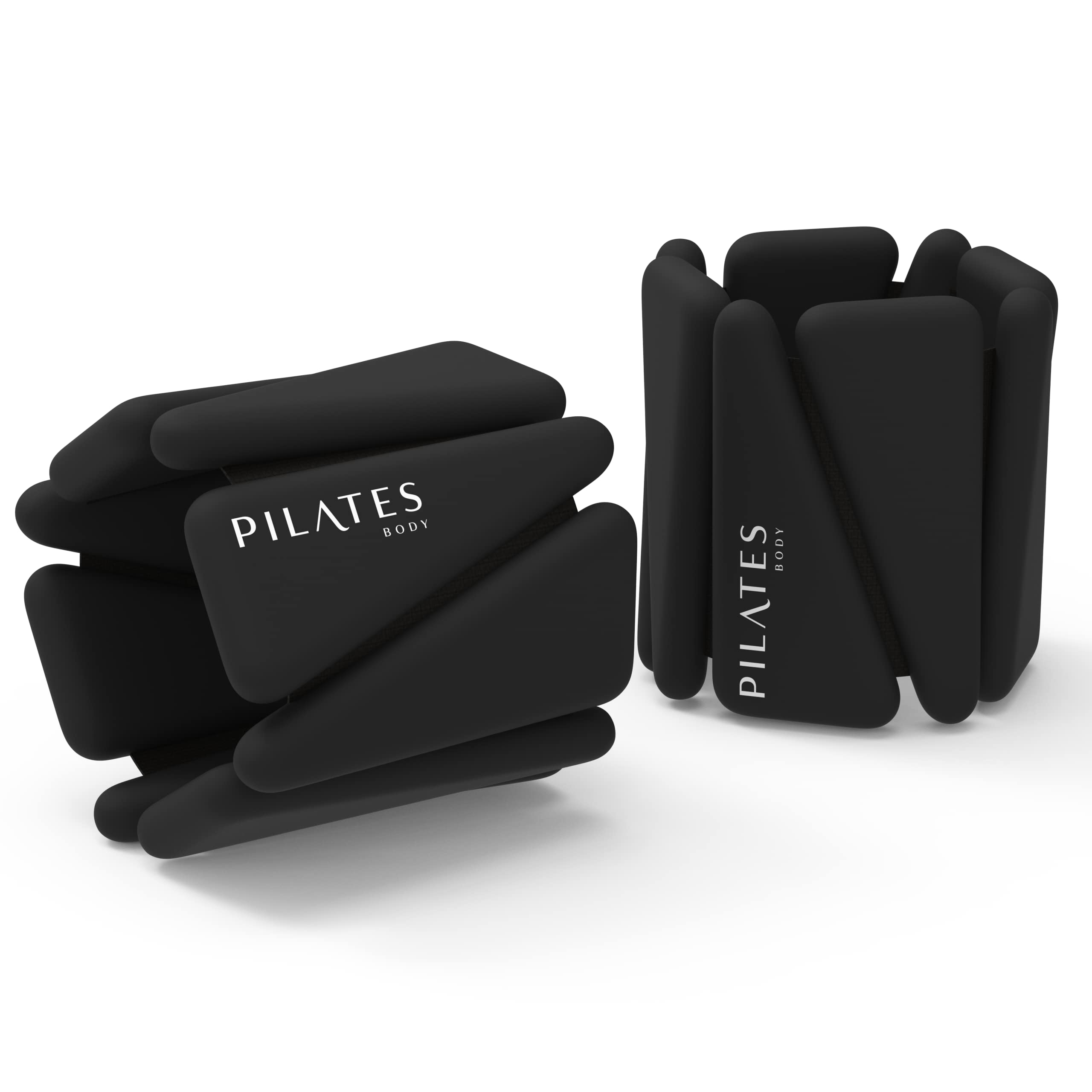 Pilates Body - Set of 2 (1.8lb each, 3.6lb total) | Adjustable Wearable Ankle/Wrist Weights | Pilates, Yoga, Barre, Aerobics, Running, Walking, Traveling, Home Workouts, Core Training (Sand) (Black)