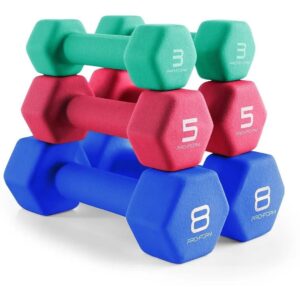 Pro Form Neoprene Dumbbell Set 32 Pounds Total 8 Lb 5lb 3lb Pairs