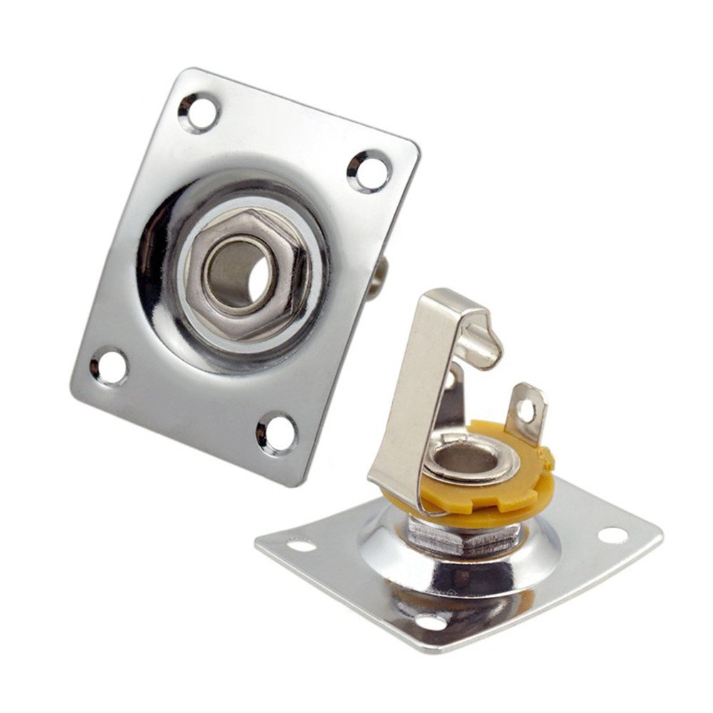 JD.Moon Square Metal 1/4 Output Jack Plate Input Jack Socket for Electric Guitar Bass (Chrome)