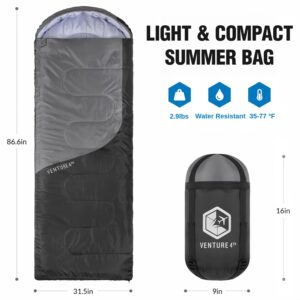 VENTURE 4TH Backpacking Warm Sleeping Bag with Self Inflating Sleeping Pad for Adults & Kids – Ideal for Hiking, Camping & Outdoor Adventures