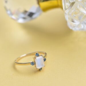 YoTreasure 1.57 ct. t.w. Moonstone & London Blue Topaz 10kt Yellow Gold Ring