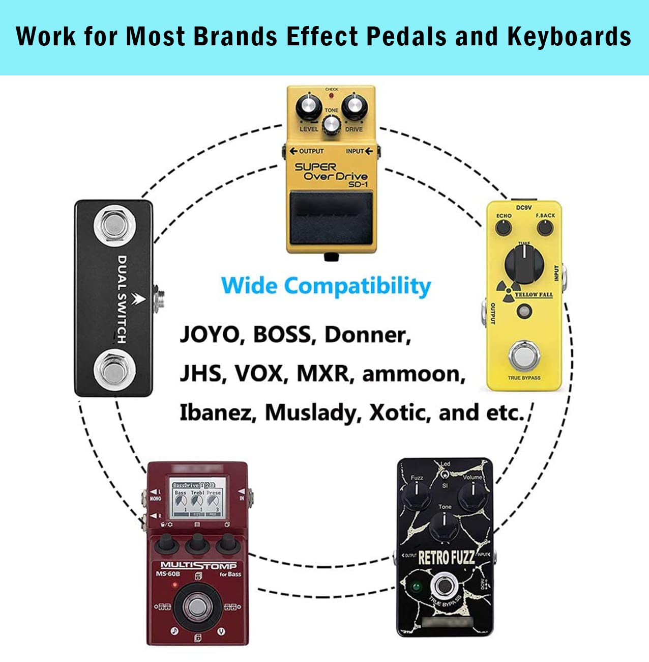 JOYO R-07 Aquarius Digital Delay Pedal Bundle with DC 9V Pedal Power Supply (800mA -1A) AC Adapter