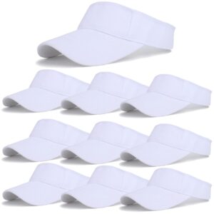 10 Pack Men Women Sun Visor Adjustable UV Protection Blank Sun Visor Hats Caps for Beach Pool Golf Tennis Sports(10Pack-White)