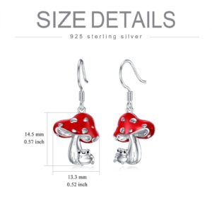 Frog Mushroom Earrings S925 Sterling Silver Cute Mushroom Dangle Earrings Mushroom Earrings Jewelry Gifts for Women