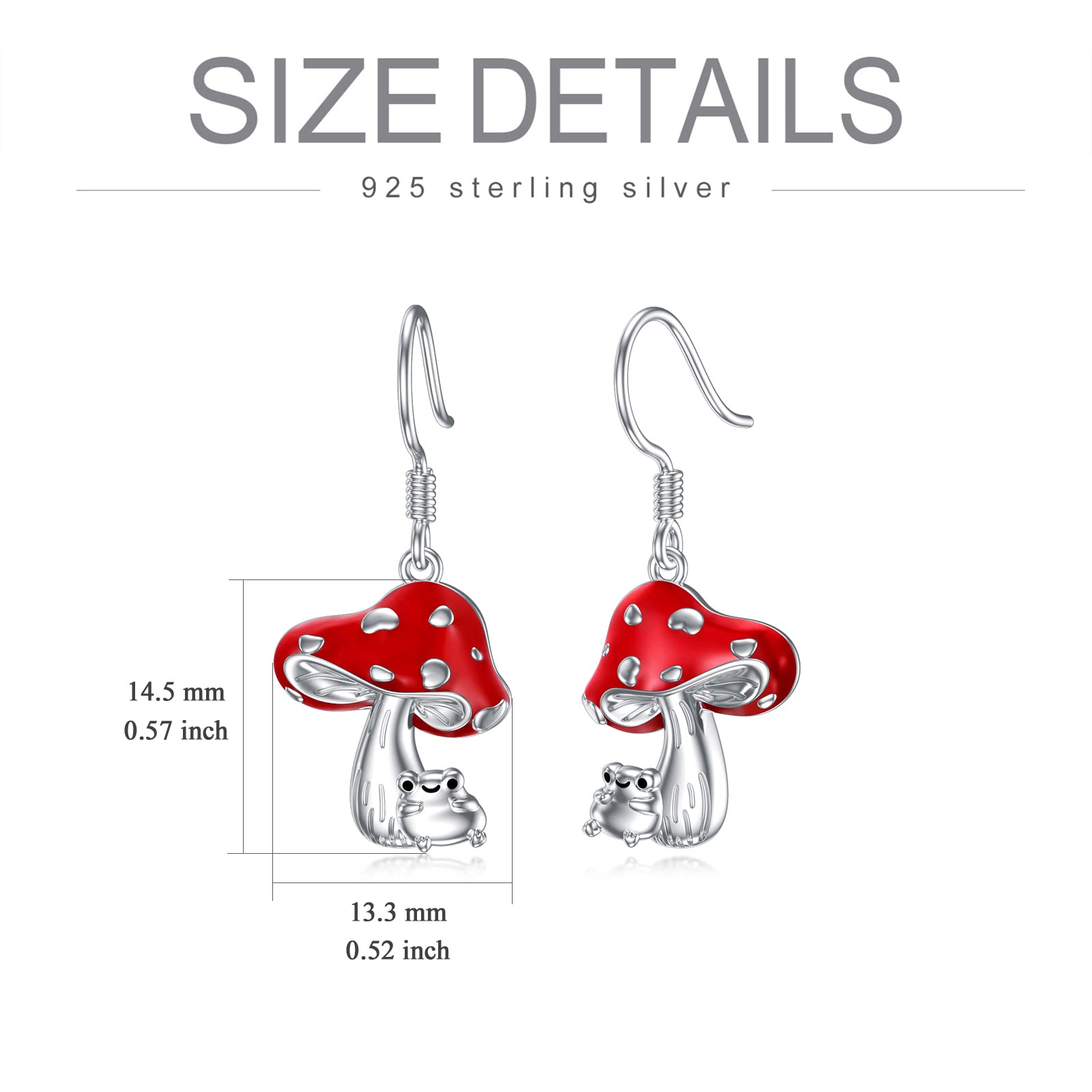 Frog Mushroom Earrings S925 Sterling Silver Cute Mushroom Dangle Earrings Mushroom Earrings Jewelry Gifts for Women