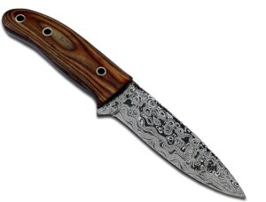 pal 2000 knives dam-6003 handmade damascus steel knife stained camel bone with genuine leather sheath