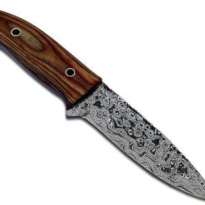 PAL 2000 KNIVES DAM-6003 Handmade Damascus Steel Knife Stained Camel Bone with Genuine Leather Sheath